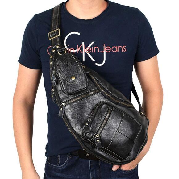 4884 Vinatge Leather Sling Bag Crossbody Backpack Travel Outdoor Hiking main image 5